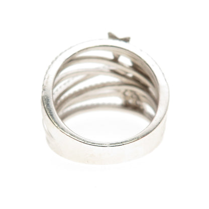 925 Sterling Silver Round-Cut C Z Star Multi-Row Ring Size 8