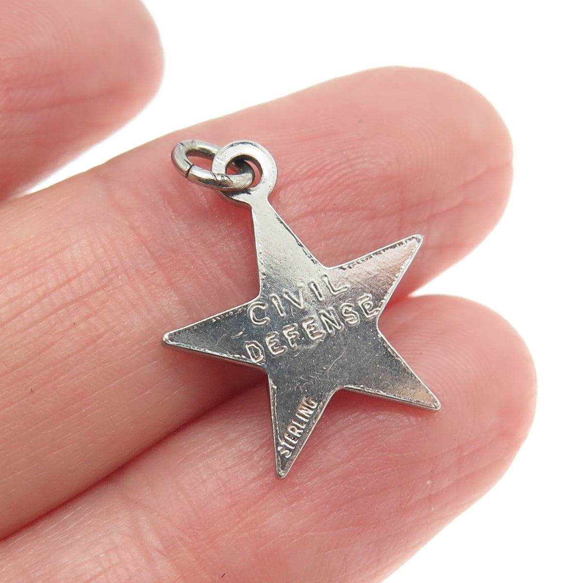 925 Sterling Silver Vintage Civil Defense Beta Sigma Phi Star Charm Pendant