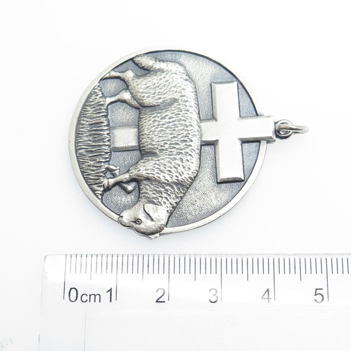 925 Sterling Silver Vintage "Feed My Lambs" USA Lutheran Council Medal Pendant