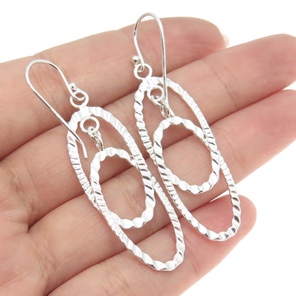 925 Sterling Silver Vintage Modernist Interlocked Dangling Earrings