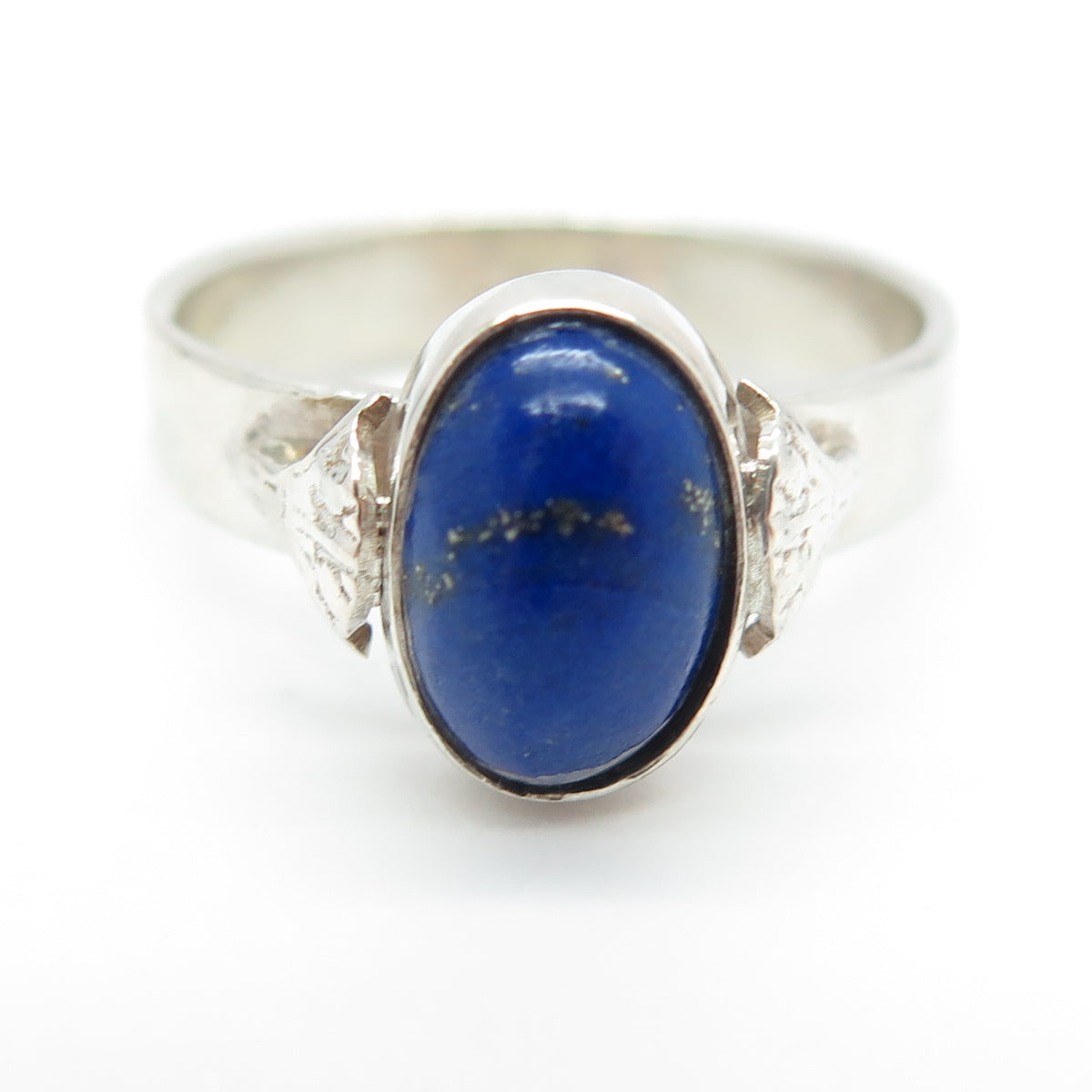 925 Sterling Silver Vintage Real Cabochon Lapis Lazuli Ring Size 8.75