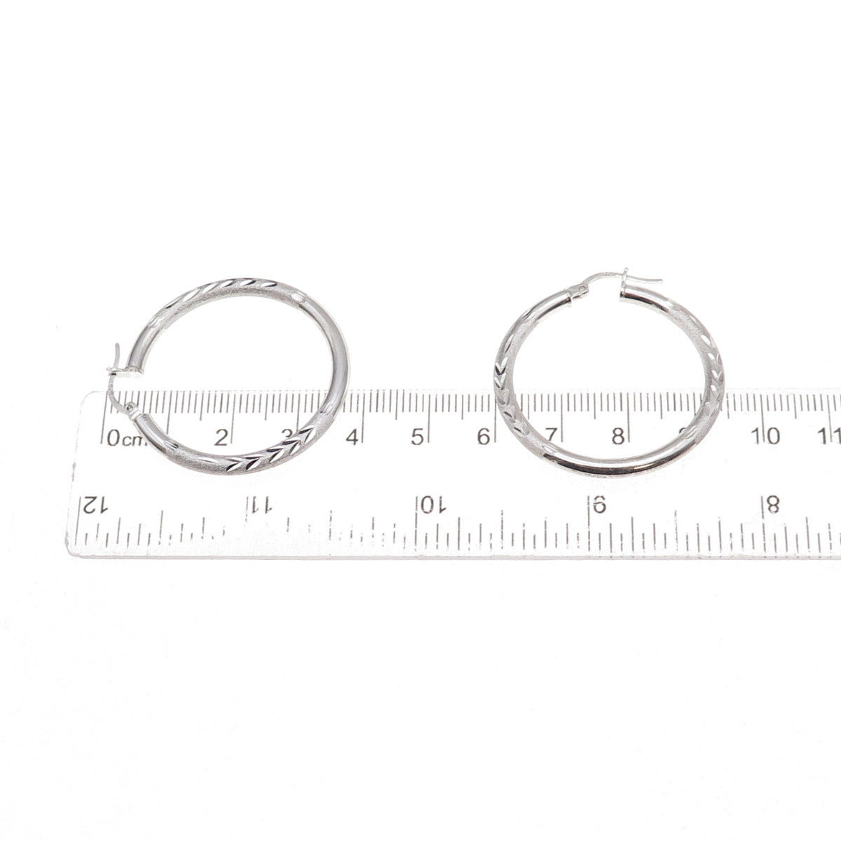 925 Sterling Silver Etched Hoop Earrings