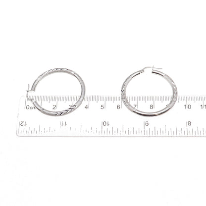 925 Sterling Silver Etched Hoop Earrings