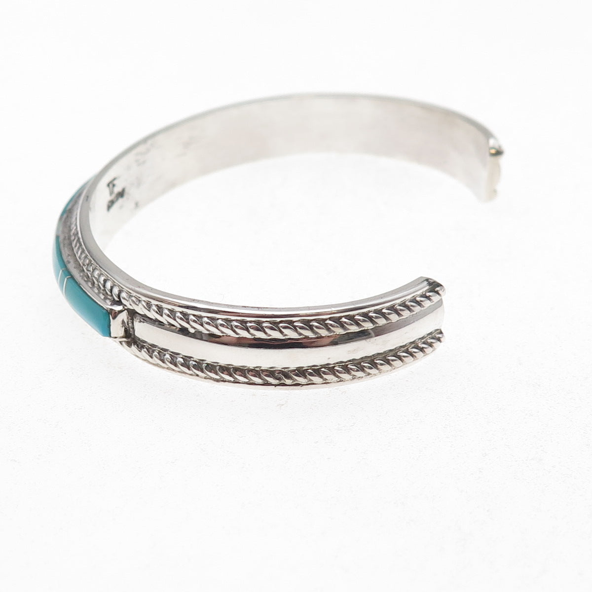 Thomas Fransisco Navajo Old Pawn Sterling Vintage Turquoise & Opal Bracelet 6.5"