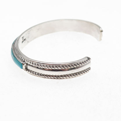 Thomas Fransisco Navajo Old Pawn Sterling Vintage Turquoise & Opal Bracelet 6.5"