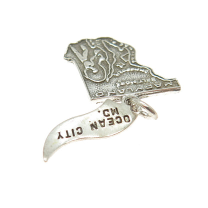 925 Sterling Silver Vintage Ocean City Maryland Charm Pendant
