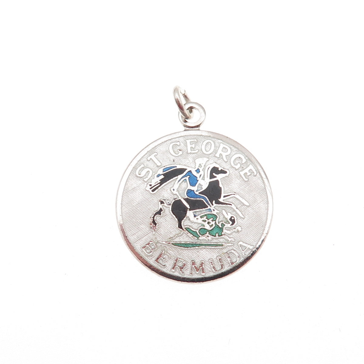 Breadner Co. 925 Sterling Silver Vintage Enamel St. George Bermuda Charm Pendant