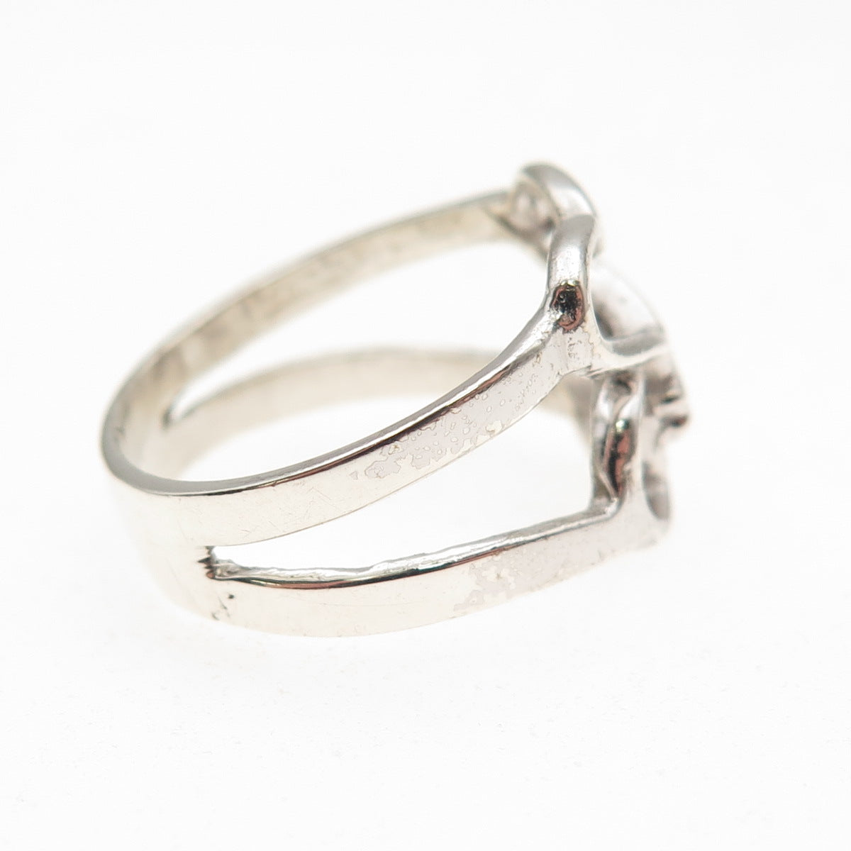 925 Sterling Silver Vintage Star of David Heart Ring Size 7.5