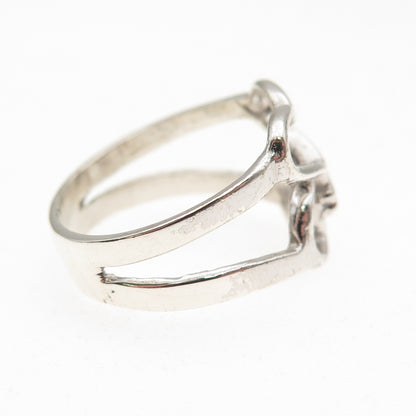 925 Sterling Silver Vintage Star of David Heart Ring Size 7.5