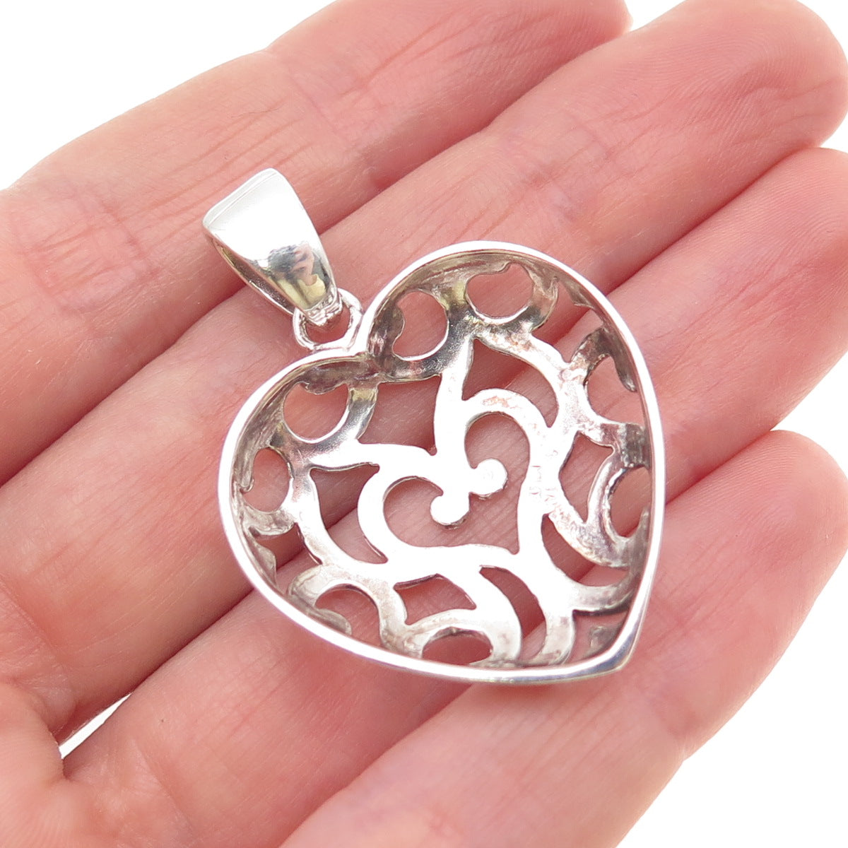 MILOR 925 Sterling Silver Vintage Italy Ornate Heart Charm Pendant