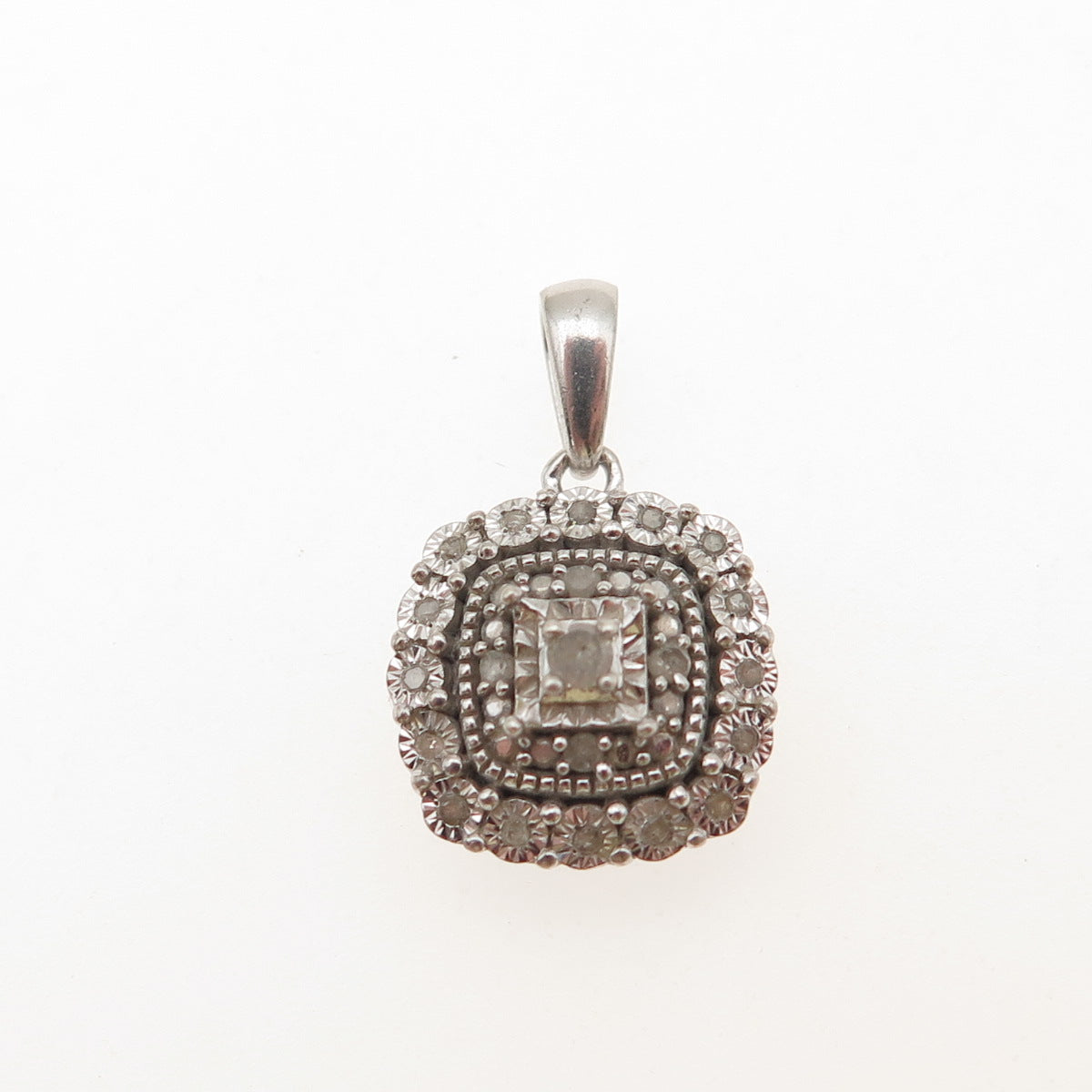 925 Sterling Silver Real Round-Cut Diamond Mini Charm Pendant