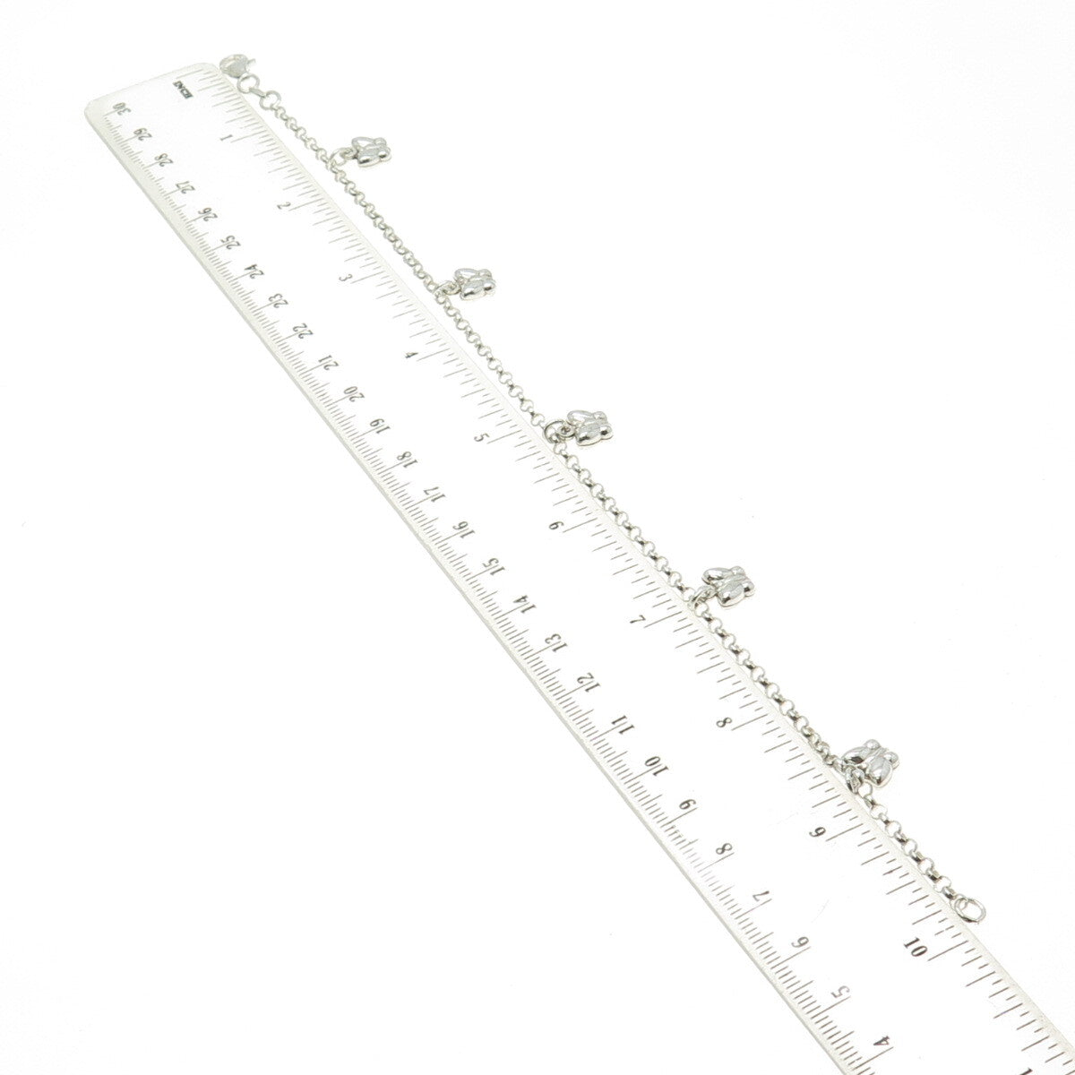 925 Sterling Silver Italy Butterfly Charm Rolo Link Anklet Bracelet 10"