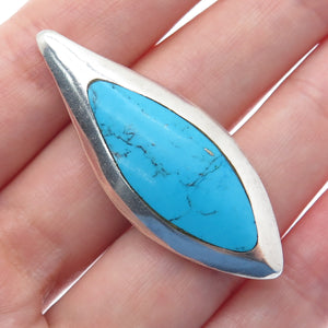 925 Sterling Vintage Morenci Turquoise Black Onyx Petal Dual Sided Slide Pendant
