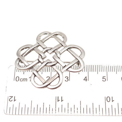 Hand & Hammer 925 Sterling Silver Vintage Heart Celtic Knot Oxidized Pin Brooch