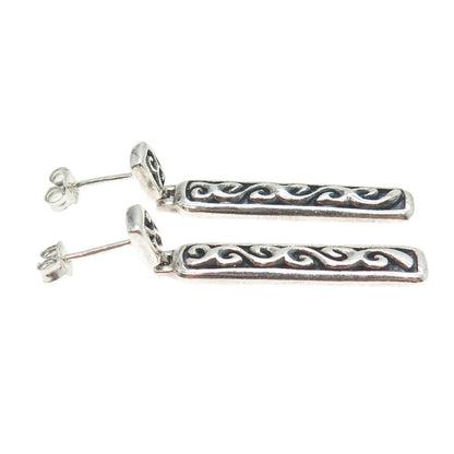 925 Sterling Silver Vintage "S" Link Dangling Bar Earrings