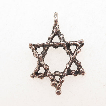 925 Sterling Silver Vintage Star of David Oxidized Charm Pendant