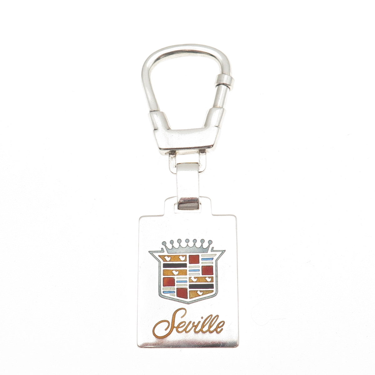 925 Sterling Silver Vintage Italy Enamel Seville Cadillac Logo Key Fob Chain