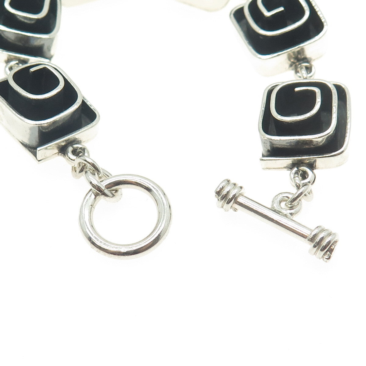 925 Sterling Silver Vintage Mexico Modernist Heavy Bracelet 7"