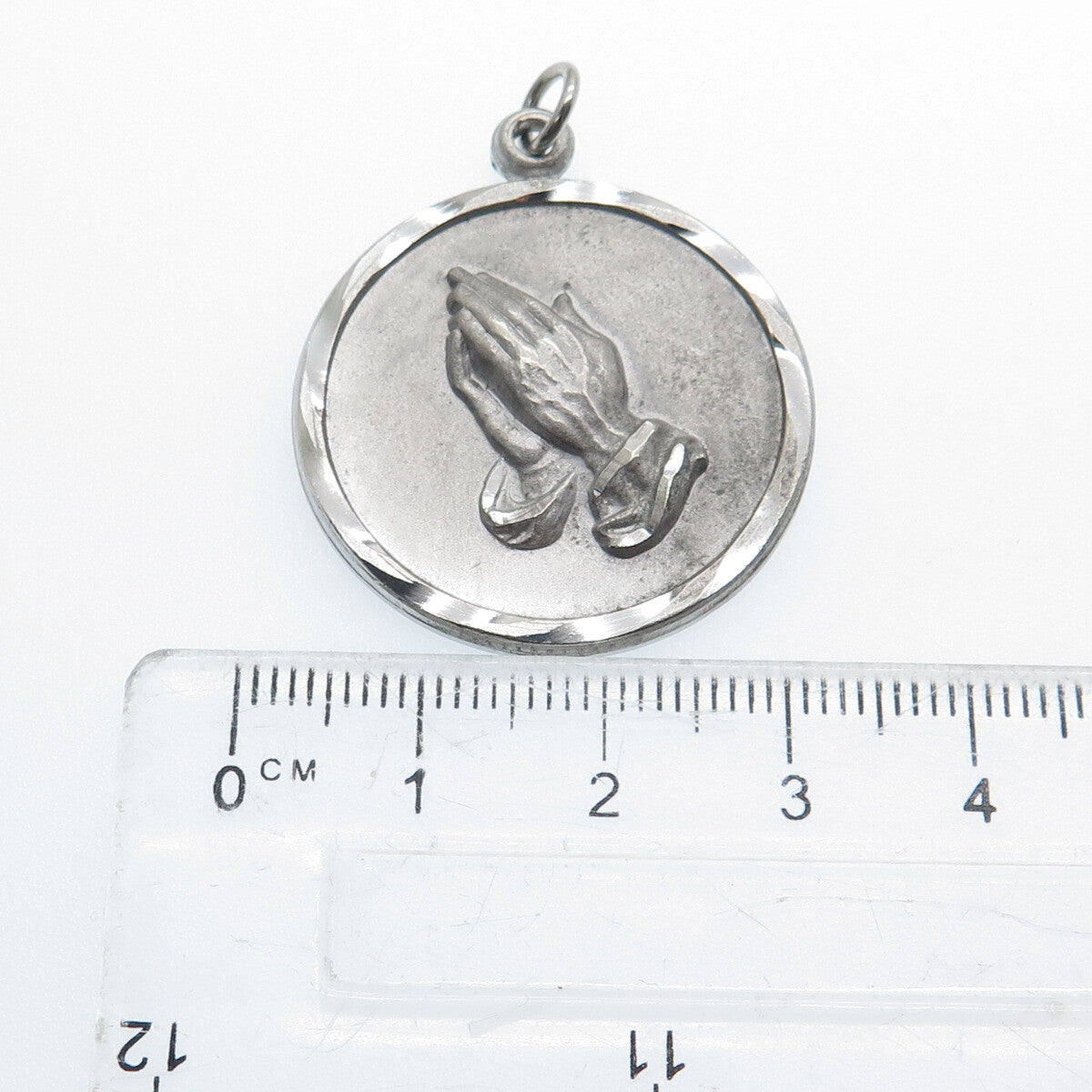 CHAPEL 925 Sterling Silver Antique Art Deco Prayer Hands Religious Charm Pendant