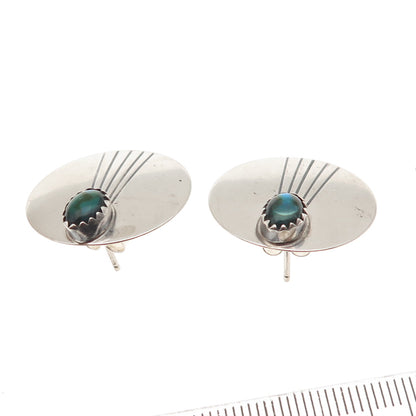 Old Pawn 925 Sterling Silver Vintage Southwestern Abalone Shell Disc Earrings