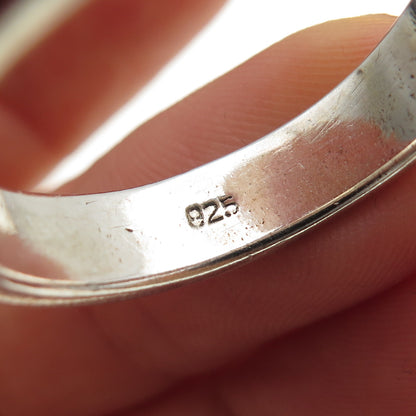925 Sterling Silver Vintage Greek Key Oxidized Band Ring Size 13