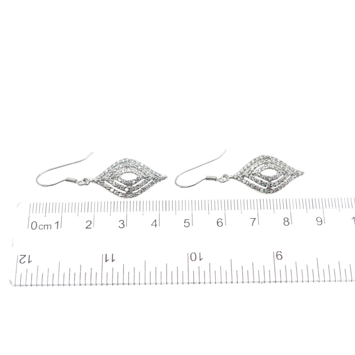 925 Sterling Silver Round-Cut C Z Dangle Earrings