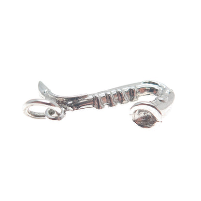 925 Sterling Silver Vintage Saxophone Minimalist 3D Charm Pendant