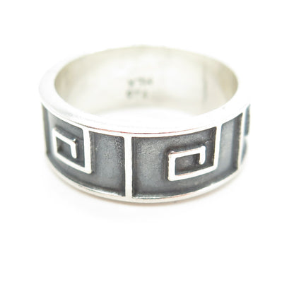 925 Sterling Silver Vintage Mexico Spiral Oxidized Band Ring Size 9.75