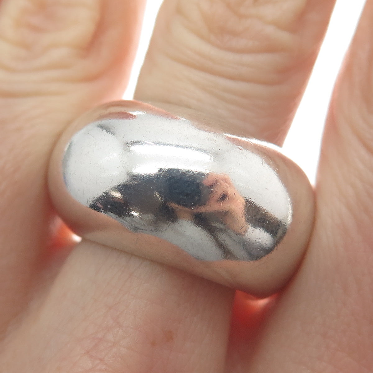 GUCCI 925 Sterling Silver Vintage Italy Modernist Puffy Band Ring Size 8