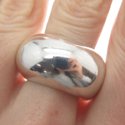 GUCCI 925 Sterling Silver Vintage Italy Modernist Puffy Band Ring Size 8