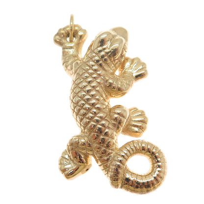 ITAOR 925 Sterling Silver Gold Plated Vintage Italy Lizard 3D Charm Pendant