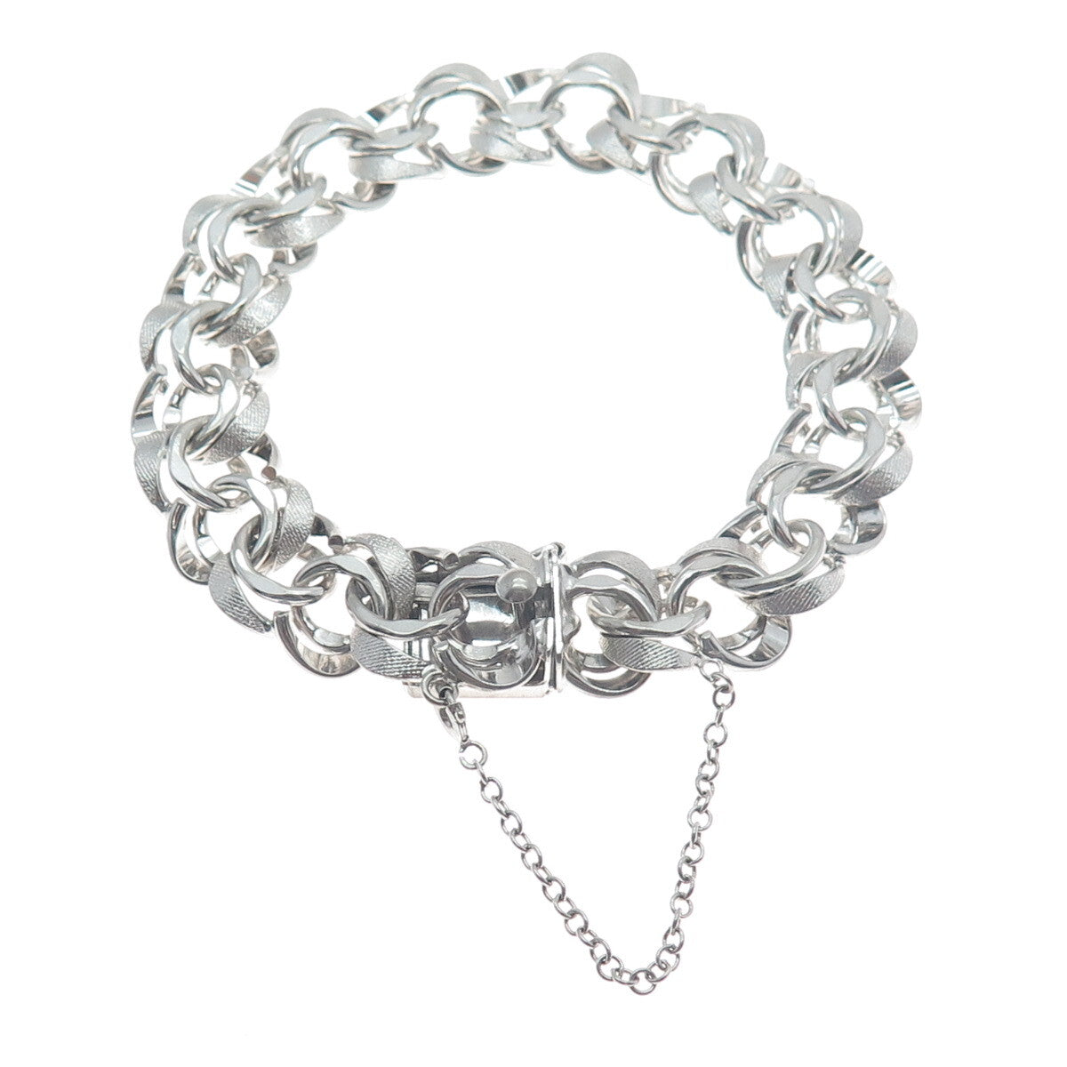 AMERICAN 925 Sterling Silver Antique Art Deco Bismark Link Bracelet 7.25"