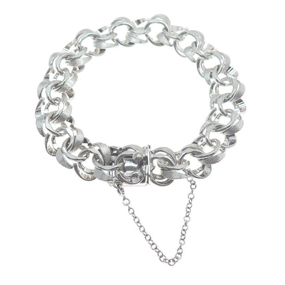 AMERICAN 925 Sterling Silver Antique Art Deco Bismark Link Bracelet 7.25"