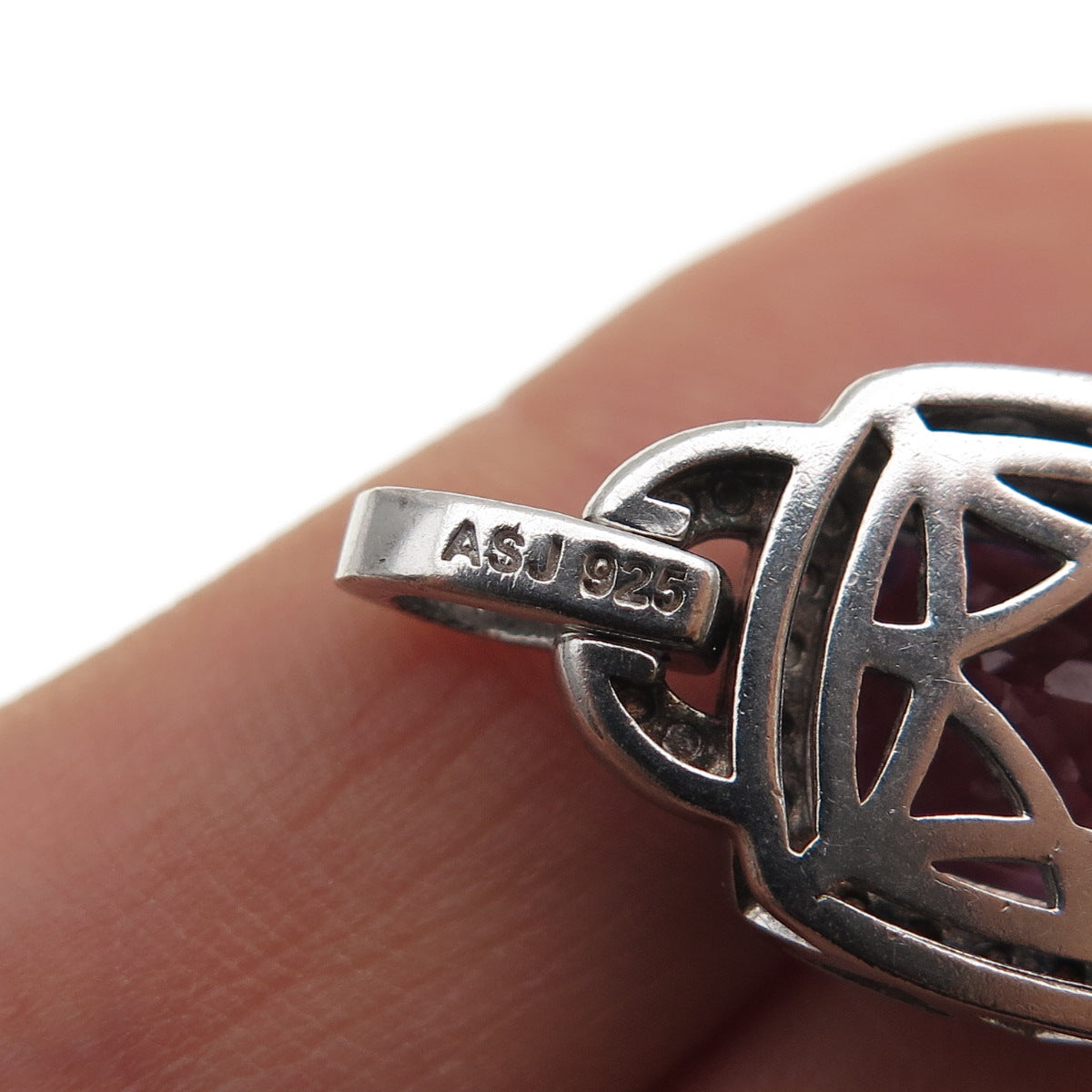 925 Sterling Silver Real Amethyst & White Topaz Mini Charm Pendant