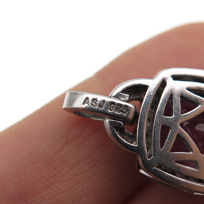 925 Sterling Silver Real Amethyst & White Topaz Mini Charm Pendant