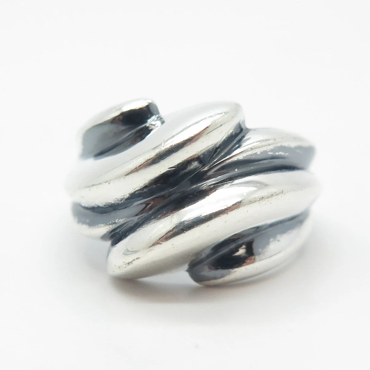 925 Sterling Silver Vintage Ribbed Ring Size 6.75