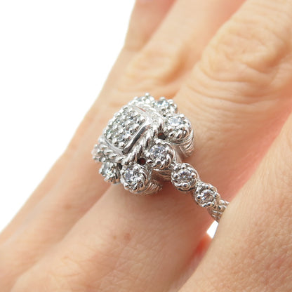 JUDITH RIPKA 925 Sterling Silver Round-Cut C Z Ring Size 11