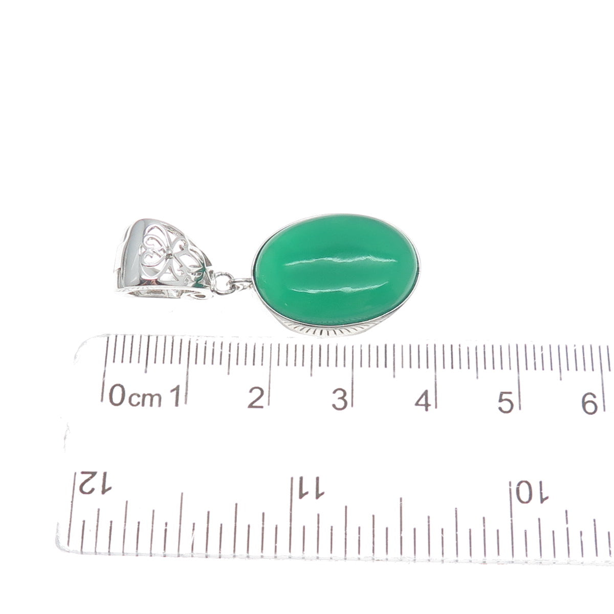 925 Sterling Silver Real Green Chalcedony Gemstone Minimalist Pendant