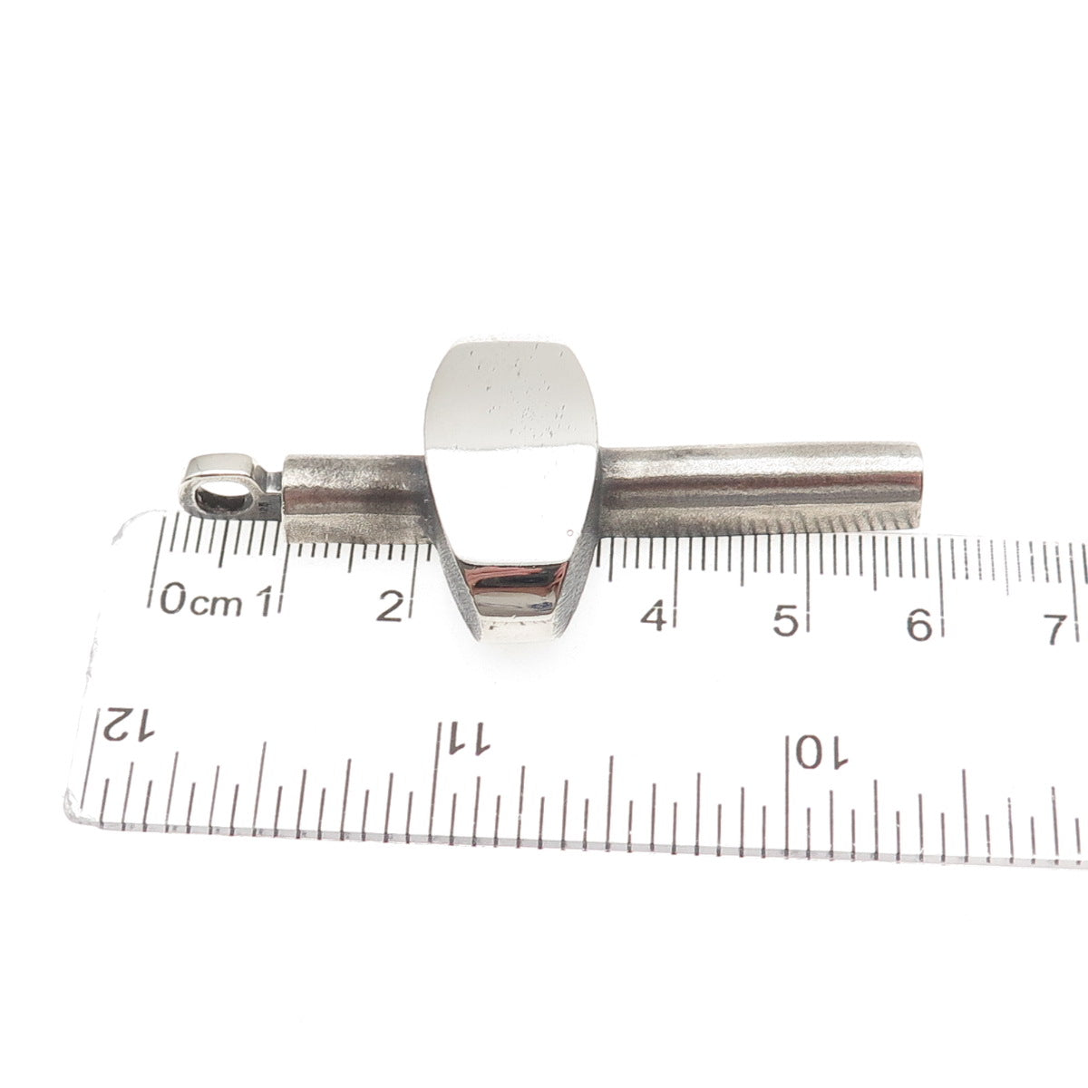 925 Sterling Silver Vintage Cross Key Oxidized Charm Pendant
