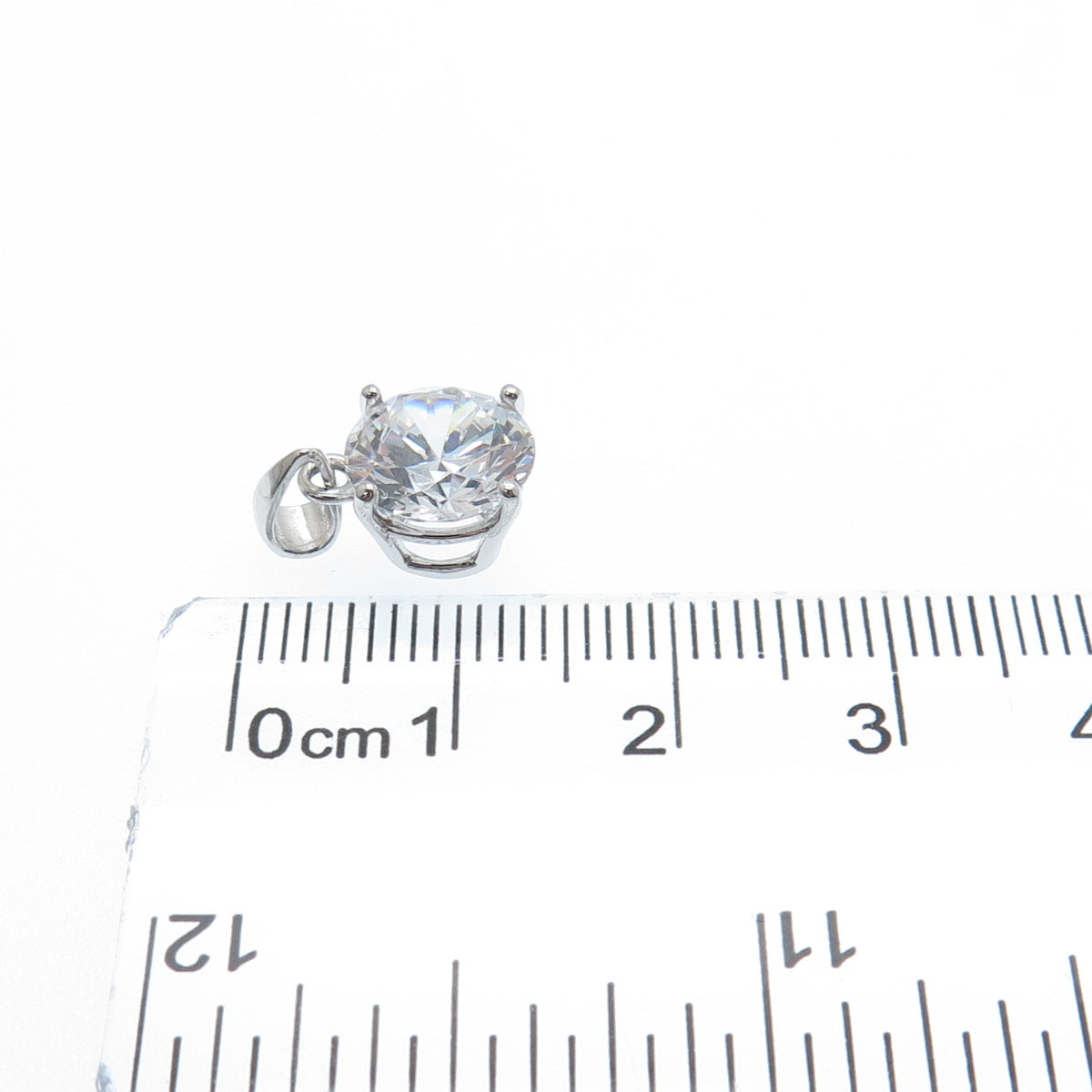 JCM JACMEL MAURITIUS 925 Sterling Silver Round-Cut C Z Minimalist Charm Pendant