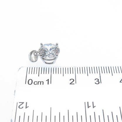 JCM JACMEL MAURITIUS 925 Sterling Silver Round-Cut C Z Minimalist Charm Pendant