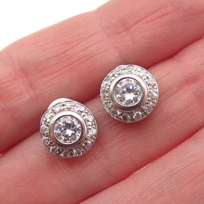 ROSS SIMONS 925 Sterling Silver Round-Cut C Z Stud Earrings