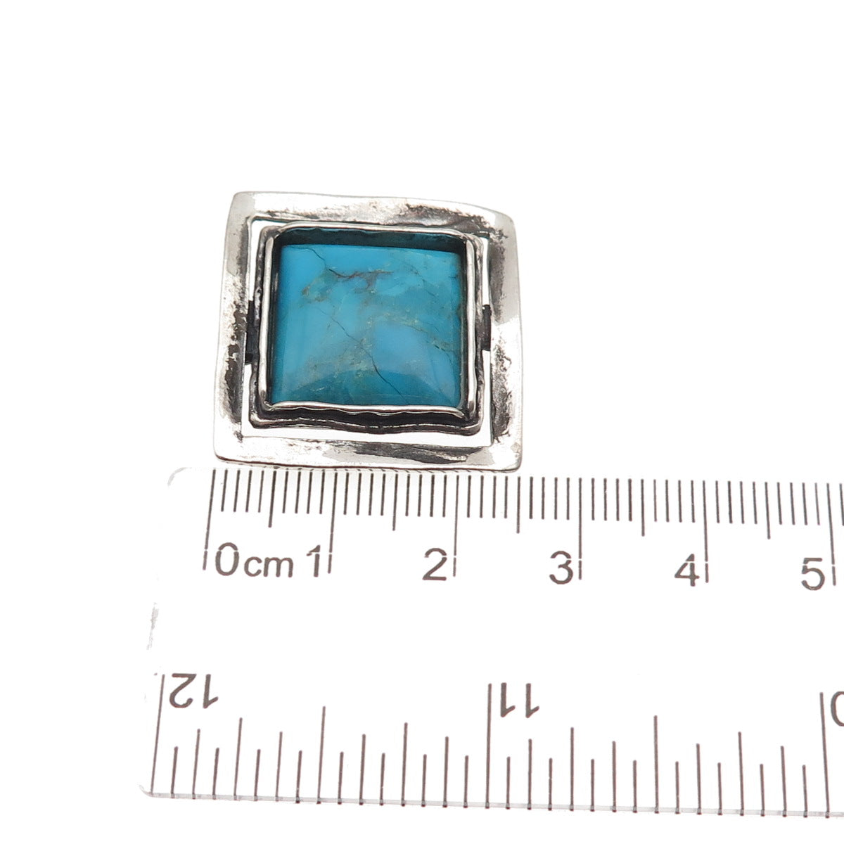 Silpada 925 Sterling Silver Vintage Real Bisbee Turquoise Oxidized Slide Pendant