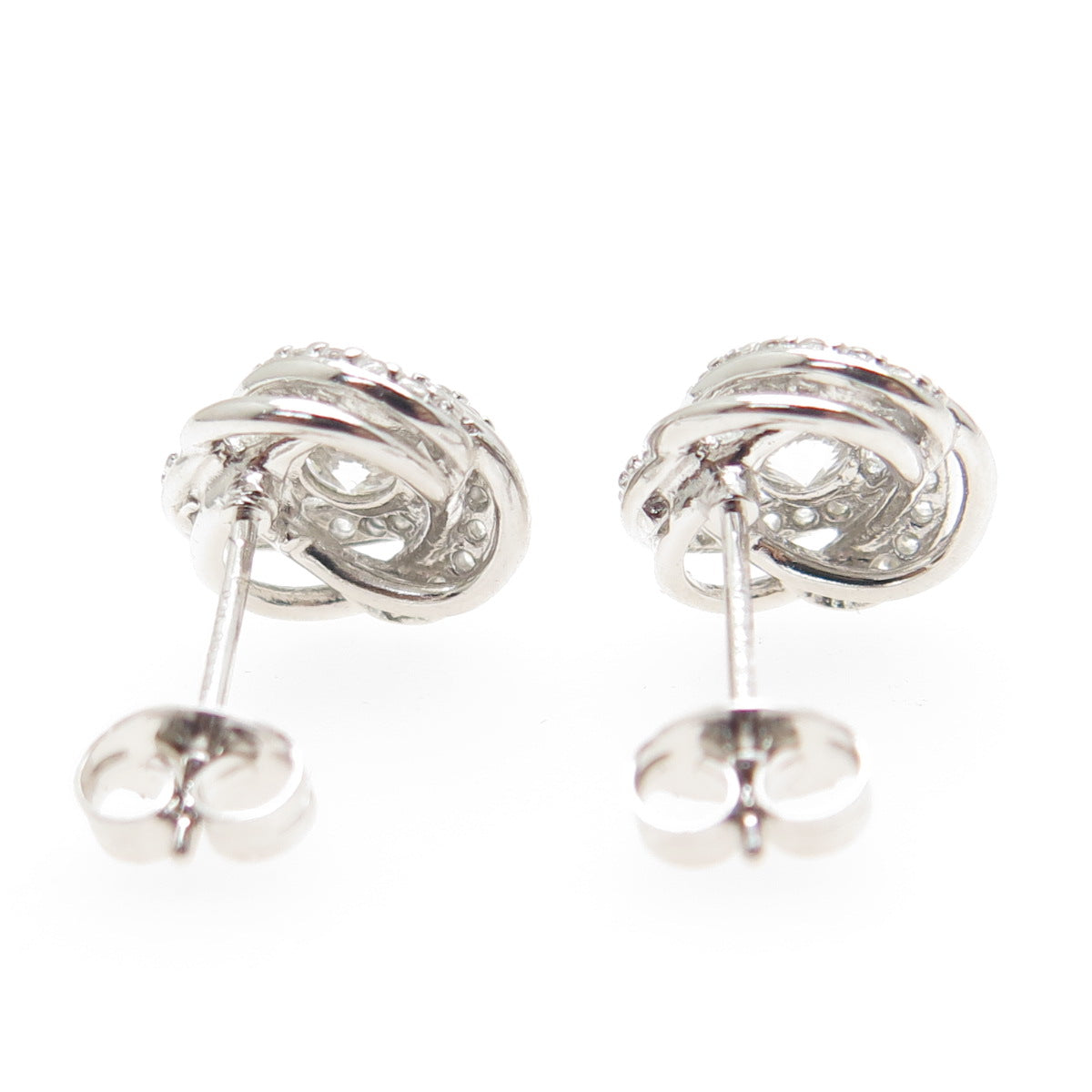 925 Sterling Silver Round-Cut C Z Tornado Stud Earrings