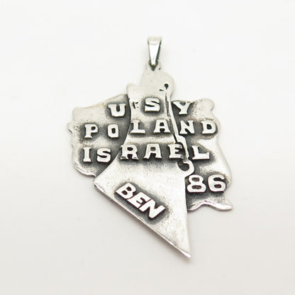 925 Sterling Silver Vintage "USY Poland Israel" Pendant