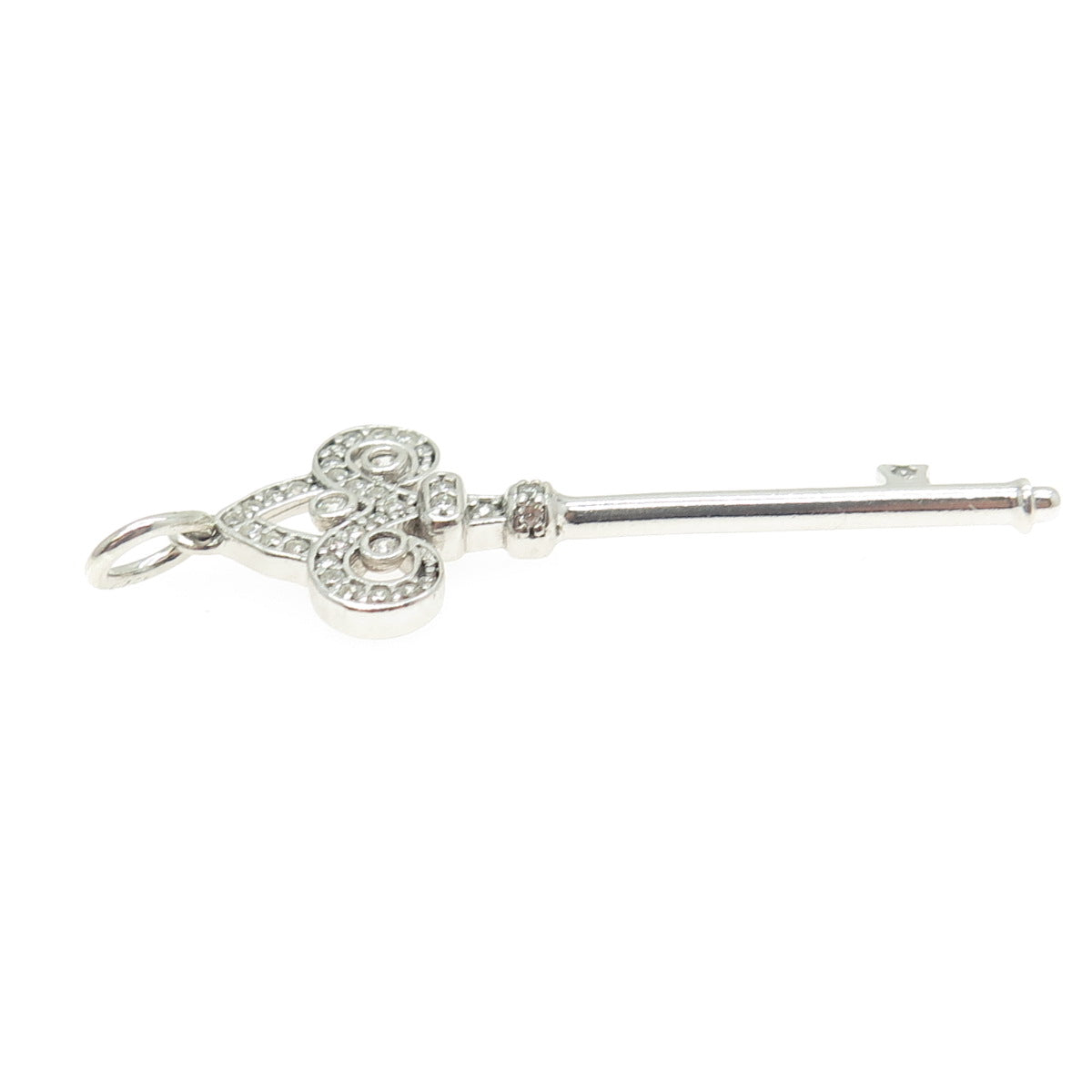 925 Sterling Silver Pave C Z Key Pendant