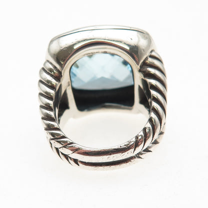 David Yurman 925 Sterling Silver Vintage Real Blue Topaz Ring Size 6
