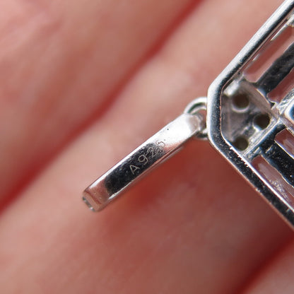 925 Sterling Silver Real Round-Cut Chrome Diopside & Baguette-Cut C Z Pendant