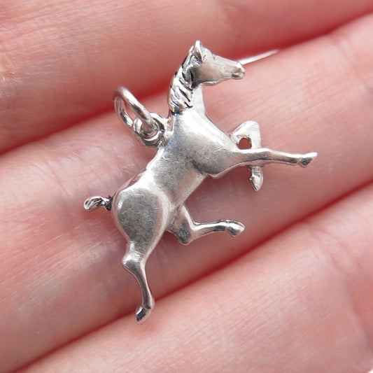 WELLS 925 Sterling Silver Vintage Wild Horse Minimalist Charm Pendant