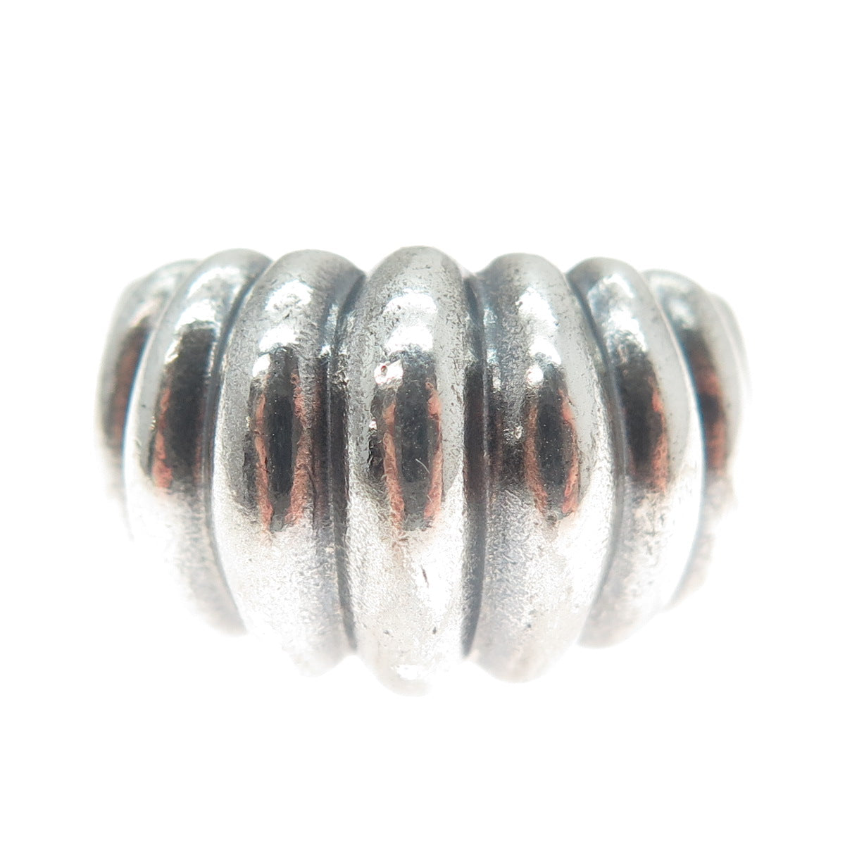 MONICA JAIN 925 Sterling Vintage Modernist Ribbed Dome Oxidized Ring Size 7.25
